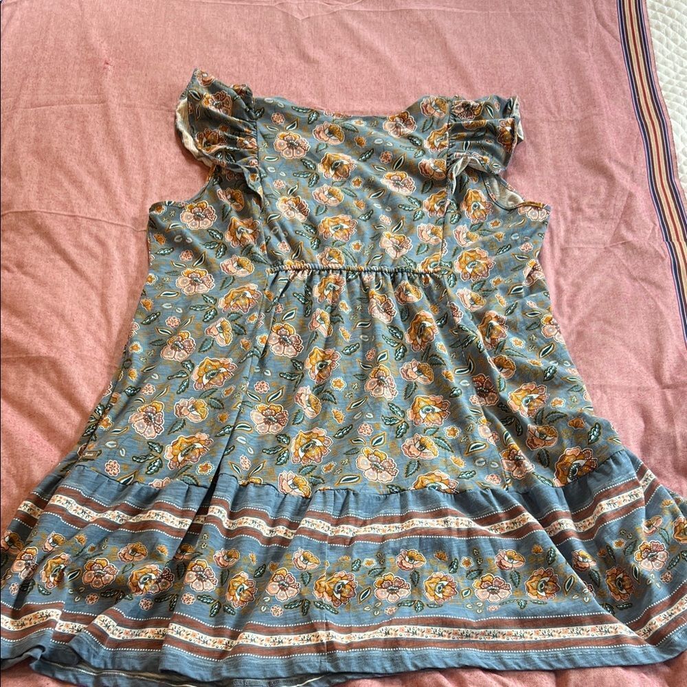 Matilda Jane Blue and Brown Striped Floral Dress Womens Large - Picture 10 of 11